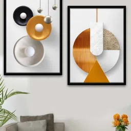 art street Decorative Images Gold Canvas Framed Wildlife Art Print Set of 2 image 1