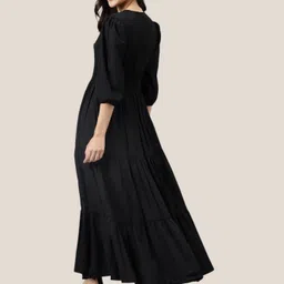 jash creation Women Fit and Flare Black Maxi/Full Length Dress image 2