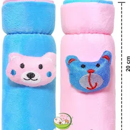 little boo Soft Plush Stretchable Baby Feeding Bottle with Cute Design Valvet Cover - 250 ml image 3