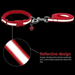 chullbull pet products 1/2 Inch Reflective Collar And leash Set For Puppies Dog And Cat With bell Dog & Cat Collar & Leash image 3