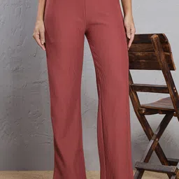 szn Women Regular Fit Maroon Cotton Blend Trousers-picture-10