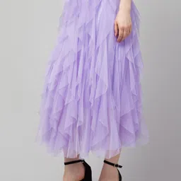 sukhharta Women Solid Flared Purple Skirt image 3