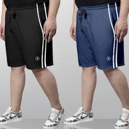 ardeur Pack of 2 Self Design Men Multicolor Regular Shorts image 1