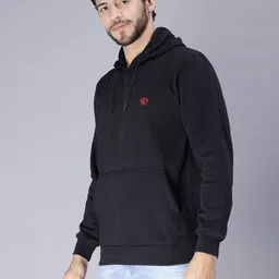 we perfect Men Full Sleeve Solid Hooded Sweatshirt image 3