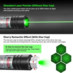XORTIC Green Laser Pointer Pen Beam with Stylish Disco Light 5 Mile + Battery image 2