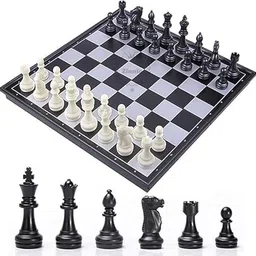 zinnia Magnetic Chess Game, Black & White 3 cm Chess Board-picture-26