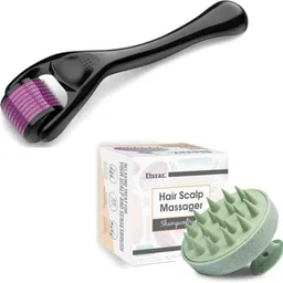 etszaz Hair Scalp Shampoo Brush with Soft Bristles & Derma roller for hair regrowth image 1