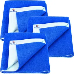 weewish Baby Bed Protector – 50×70 cm (Small) - PACK OF 3 - BLUE - Cotton, Fleece-picture-27