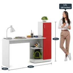 a globia creations Cherry Kids Study Table in Red Colour image 3