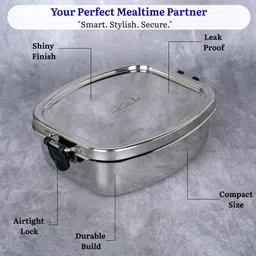 inkitch Stainless Steel Bento Airtight Lunch Box, Secure Lock, Food Separator Plate 1 Containers Lunch Box image 2