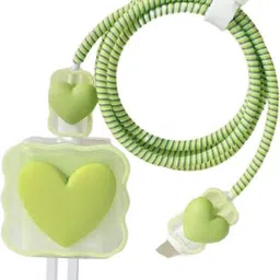 RidivishN Charger Cover for iPhone 18W/20W Charger Adapter,Cute 3D Heart Design,USB Spiral Cable Protector-picture-10