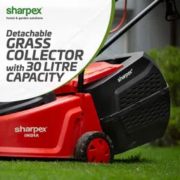 sharpex Electric Lawn Mower | Folding Handle, 1200 Watt,15 Mtr Cable and Detachable Collection Box | Adjustable Height Mower (12 Inch Cutting Blade, Single Phase 1.6 HP Motor) AC Adapter Push Lawn Mower image 3