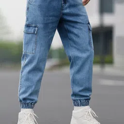 eyebogler Men Tapered Fit Mid Rise Blue Jeans-picture-23