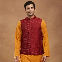 fabindia Woven Men Waistcoat image 2