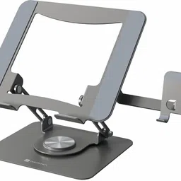 Portronics My Buddy K9 Pro 2-in-1 Metal Laptop Stand with Phone Holder & 360° Rotating Base POR-3106 Iron Desk Stand Rotatable Laptop Stand with Adjustable Height Compatible with 26 - 35 cm, 36 - 39cm Laptops-image-37