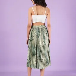 zwerlon Women Printed A-line Light Green Skirt image 2