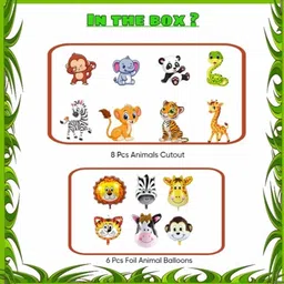 flipmate Solid Pack Of Cute Jungle Animals Foil Balloons & Cutouts for Kids to Play Airwalker-picture-18
