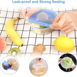 hm evotek Microwave Safe Silicone Stretch Lids Flexible Covers for Utensils, Bowls K10 2.6 inch, 3.8 inch, 4.5 inch, 5.7 inch, 6.5 inch, 8.3 inch Lid Set, Pack of 6 image 4