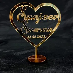 wedlock Customized Wedding Engagement Cake Topper with Acrylic Name & Date | Cake Topper Plastic Decorative Platter image 3