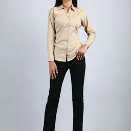 blue ronin Women Regular Fit Solid Curved Collar Casual Shirt image 3