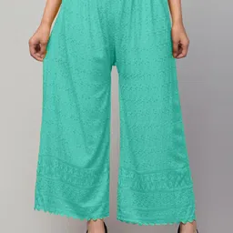 fambee Women Relaxed Light Green Viscose Rayon Trousers-picture-25