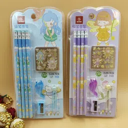 Purple ,Light Blue Pencils PC of 2, top Eraser , pencil grip ,sharpener and Cap Pencil-image-14