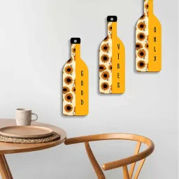 suveharts 3 Pcs Good Vibe Only Wooden Bottles Hanging image 1