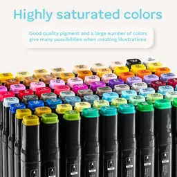 romj 48 Colors Dual Tip Alcohol Marker with Carry Case for Painting, Drawing, Artist Chisel & Fine Permanent Coloring Marker Sketch Pens for Kids & Adults, Model K48 Nib Sketch Pens image 4