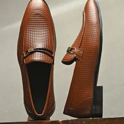 Handcrafted Leather Loafers with Designer Buckle Loafers For Men-image-8