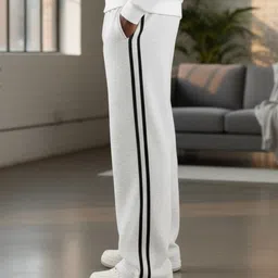 dockstreet Men Solid White Track Pants image 3