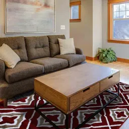 Maroon Geometrical Polyester 3 ft X 5 ft Machine Made Carpet-image-25