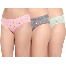 bruchi club Cotton Panty for Women and Girl Pack of 3 Low Waist Hipster Bikini Panty Panties with Floral Print Waistband Multicolored image 1
