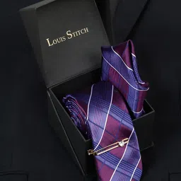 LOUIS STITCH Men Checked Silk Accessory Gift Set image 1