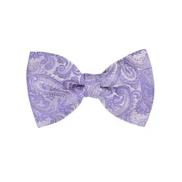 The Tie Hub Men Purple Paisley Printed Microfiber Bow Tie-picture-12
