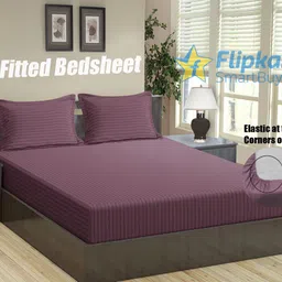 flipkart smartbuy Microfiber Double Fitted (Elastic) 144 TC Striped Bedsheet-picture-16