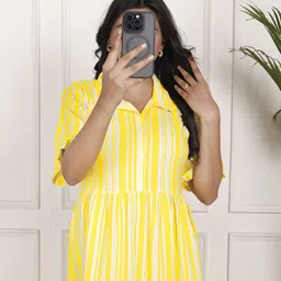 lamenda Printed Viscose Rayon Stitched Flared/A-line Gown image 3