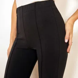 koty Women Regular Fit Black Viscose Rayon Trousers image 5