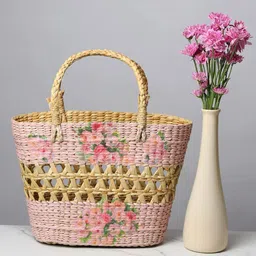 habereindia Picnic Baskets | Lunch Basket | Cane or Jute Basket | Cane Basket for Gifting | Wicker Baskets (Multi Color 10) image 1