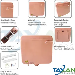 taxan Crystal Pink Side Handle Flush Tank image 3