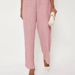 max Women Regular Fit Pink Viscose Rayon Trousers image 3