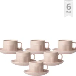 clay craft Pack of 12 Ceramic A Versatile & Stylish Tea Set Featuring 6 Tea Cups, 6 Saucers image 4