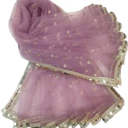 navti creations Net Embroidered Pink Women Dupatta-picture-14