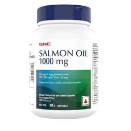 GNC Salmon Oil 1000mg Softgel Capsules with Omega3 Fatty Acids - 60 Capsules image 1