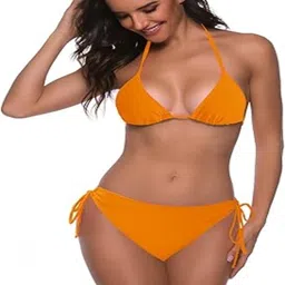 ndex SWIMWEAR Solid Women Bikini Orange Swimsuit image 5