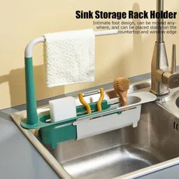 zwinko Containers Kitchen Rack Telescopic Sink Storage Rack, Adjustable Telescopic 2-In-1 Plastic-picture-10