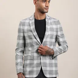 turtle Men Checkered Single Breasted Casual Blazer image 1