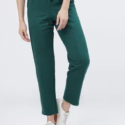 Women Solid Green Track Pants-image-77