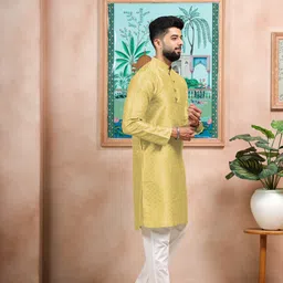 koshin Men Art Silk Kurta Pyjama Set image 3