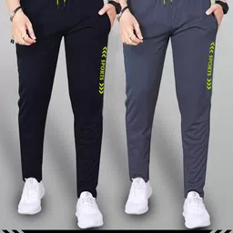 msrealson Pack of 2 Men Printed Black, Grey Track Pants image 3