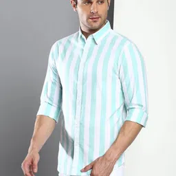 stoneberg Men Slim Fit Striped Slim Collar Casual Shirt image 3